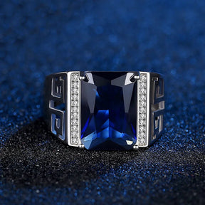 HuiSept 925 Silver Ring with Sapphire Zircon for Men Best Price in Men Jewerly - 2023