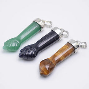 Natural Stone Pendant with Carved Fist Arm Best Price in Men Jewerly - 2023