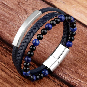 Leather Bracelet with Tiger Eye Beads for Men Best Price in Men Jewerly - 2023