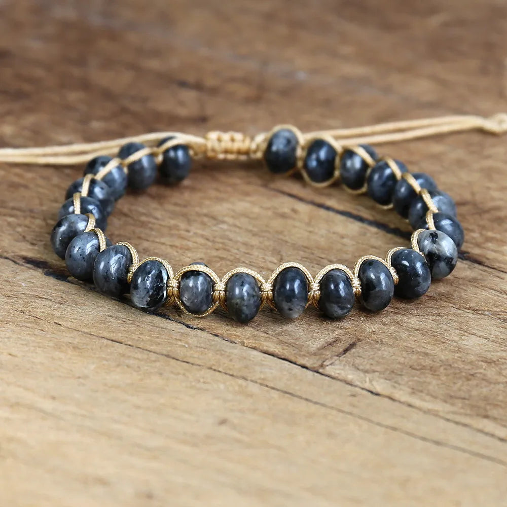 Black Labradorite Braided Bracelet for Men Best Price in Men Jewerly - 2023