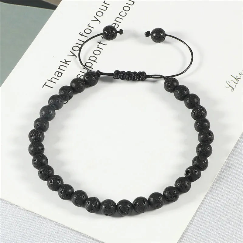 6mm Natural Black Lava Onyx Beads Bracelet for Men Best Price in Men Jewerly - 2023