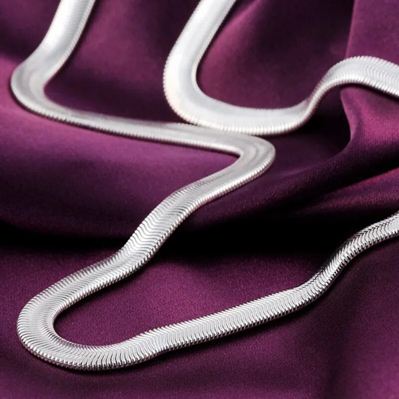 925 Sterling Silver 6MM Flat Snake Chain Necklace for Men Best Price in Men Jewerly - 2023