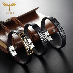 Leather Geometric Stainless Steel Bracelet for Men Best Price in Men Jewerly - 2023