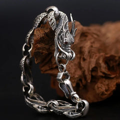 ZABRA 925 Sterling Silver Dragon Bracelet with Red Zircon Eyes for Men Best Price in Men Jewerly - 2025