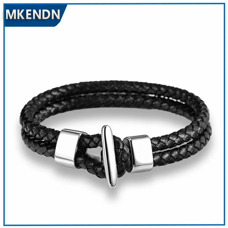 Men's Multilayer Black Leather Weave Bracelet Best Price in Men Jewerly - 2023