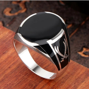 BOCAI S925 Silver Men's Ring with Black Crystal Best Price in Men Jewerly - 2023