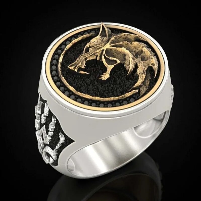 OMHXZJ Punk Wolf Sterling Silver Gold Ring Best Price in Men Jewerly - 2023