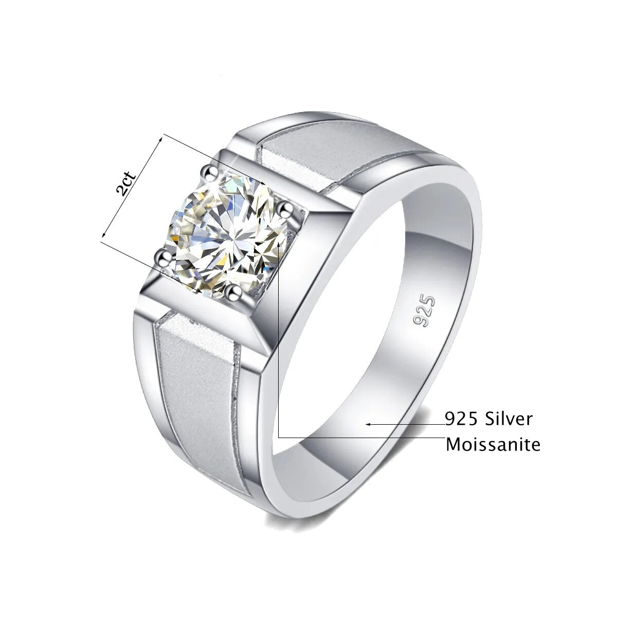 2 Carat Moissanite Rings for Men with 925 Sterling Silver Best Price in Men Jewerly - 2023