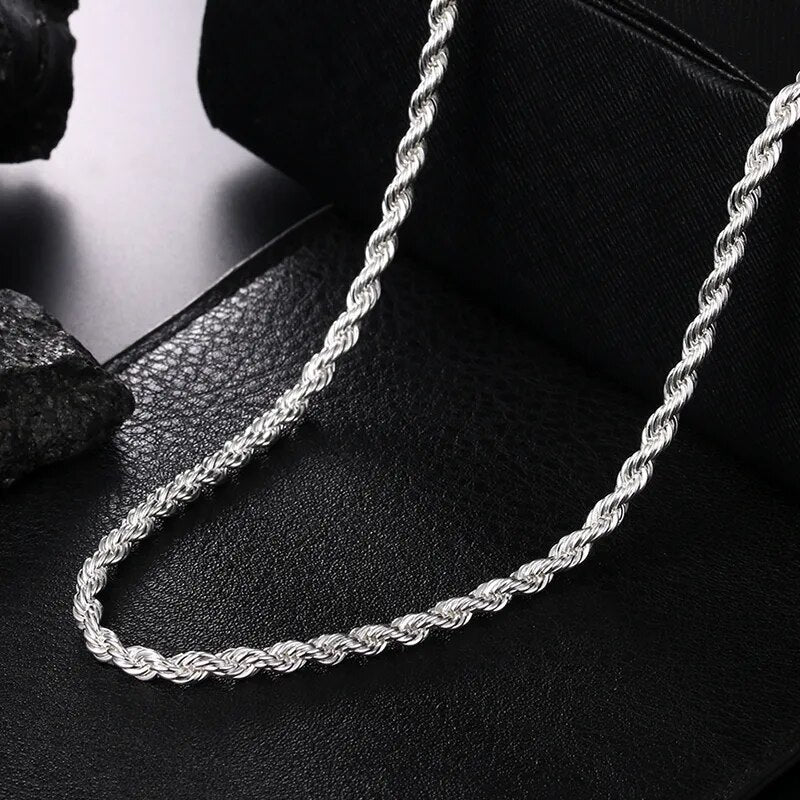 925 Silver 3MM/4MM Twist Necklace Chain for Men Best Price in Men Jewerly - 2023