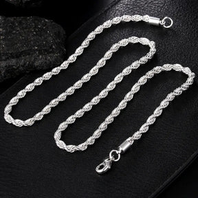 925 Silver 3MM/4MM Twist Necklace Chain for Men Best Price in Men Jewerly - 2023