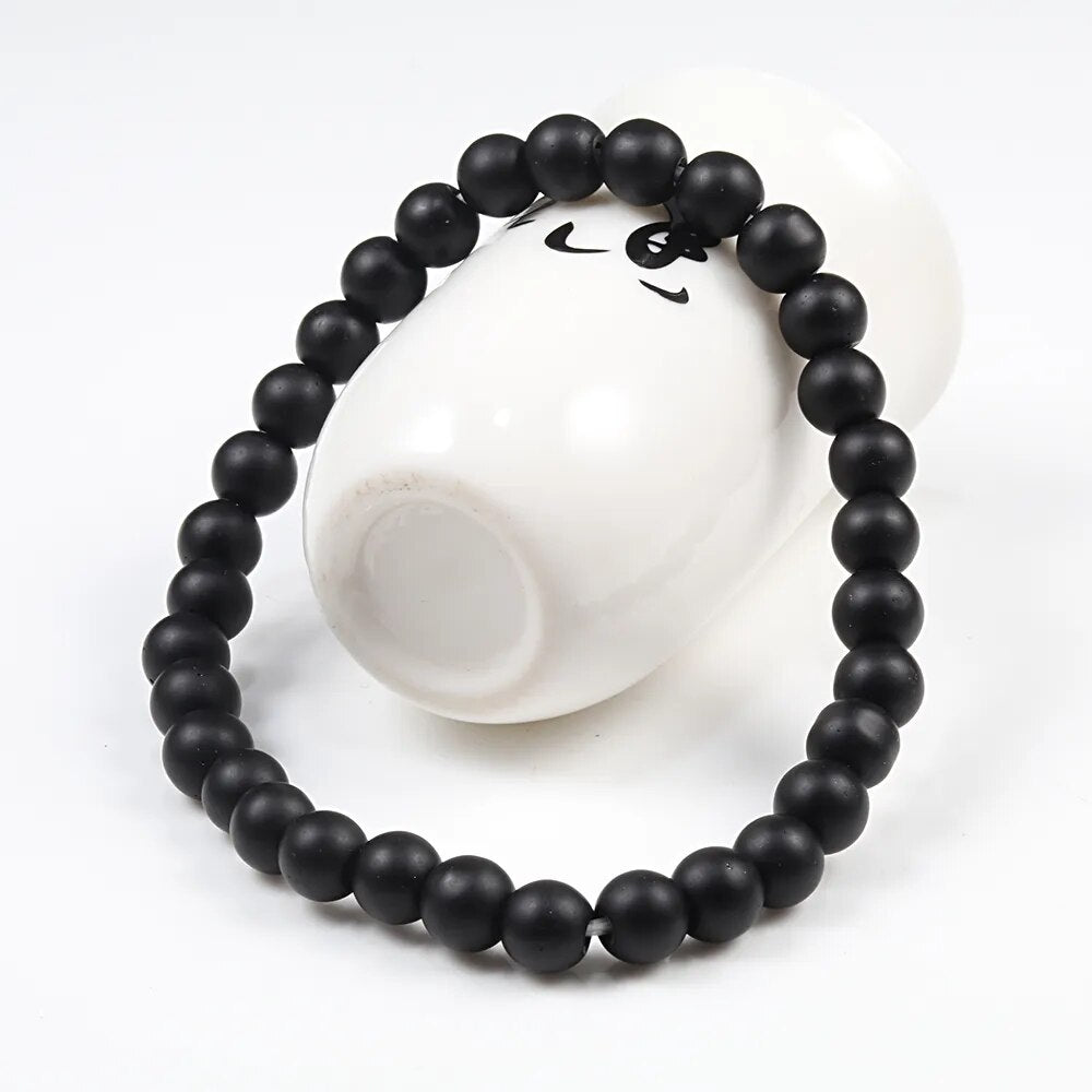 6mm Natural Black Lava Onyx Beads Bracelet for Men Best Price in Men Jewerly - 2023