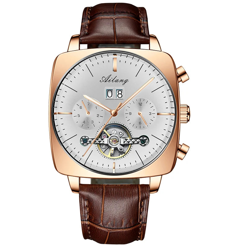 2022AILANG famous brand watch montre automatique luxe chronograph Square Large Dial Watch Hollow Waterproof mens fashion watches