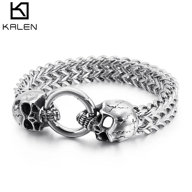 KALEN Punk Stainless Steel Skull Charm Bracelet Best Price in Men Jewerly - 2023