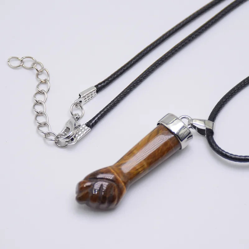 Natural Stone Pendant with Carved Fist Arm Best Price in Men Jewerly - 2023