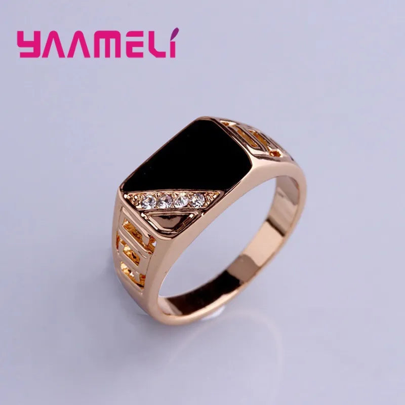 Classic Male Ring 925 Sterling Silver Rhinestone Square Hip Hop for Men Best Price in Men Jewerly - 2023