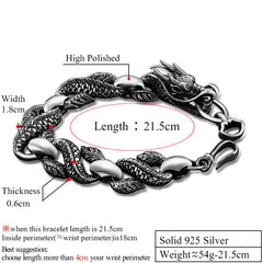 ZABRA 925 Sterling Silver Dragon Bracelet with Red Zircon Eyes for Men Best Price in Men Jewerly - 2025