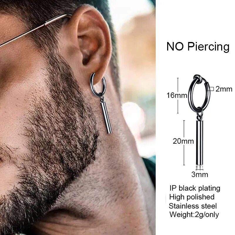 Stainless Steel Bar Stick Huggie Earrings Best Price in Men Jewerly - 2023