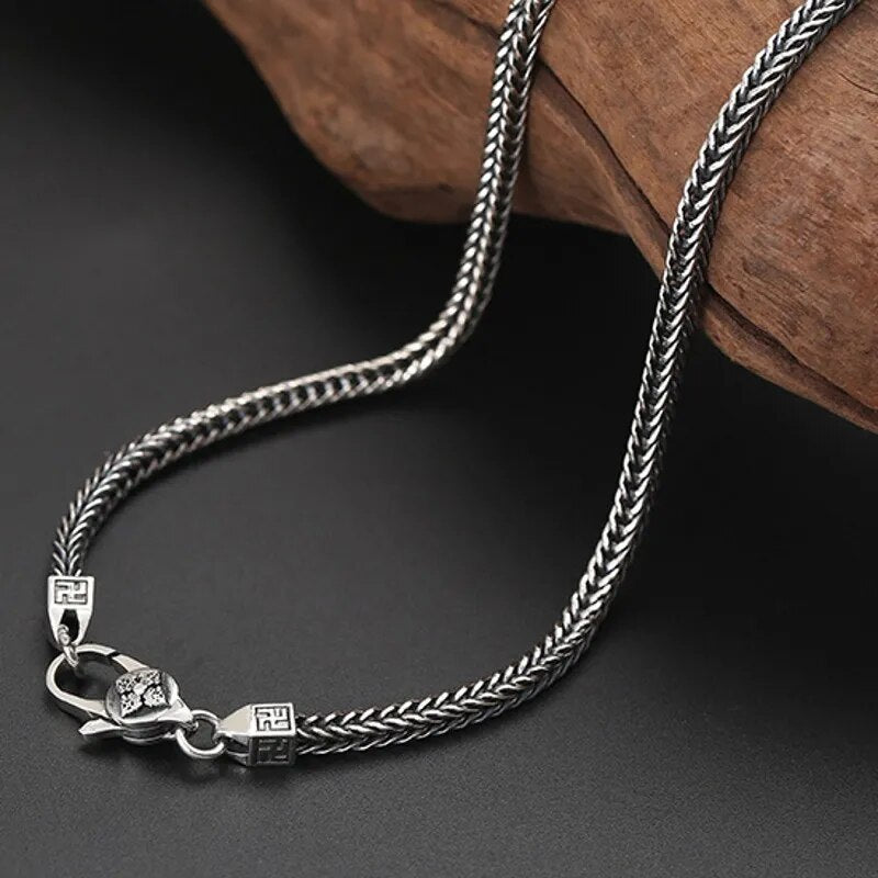 4MM Solid S925 Silver Foxtail Chain Necklace for Men Best Price in Men Jewerly - 2023