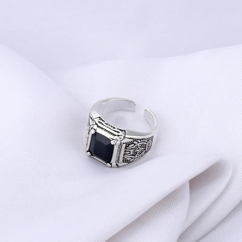 Retro Black Crystal Ring for Men (925 Sterling Silver) Best Price in Men Jewerly - 2023