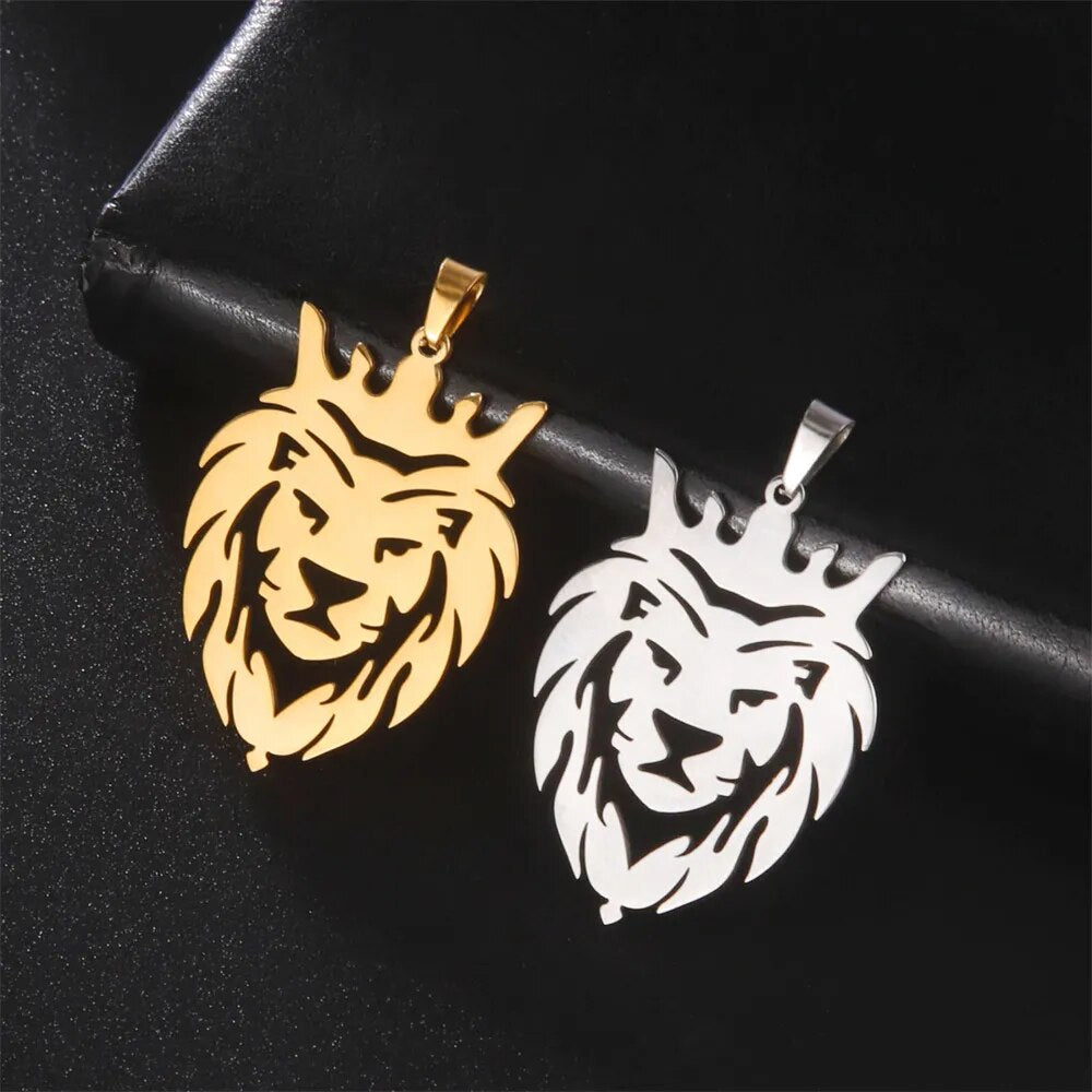 Lion with King Crown Stainless Steel Necklace Best Price in Men Jewerly - 2023