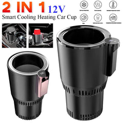 Car Smart Cooling Heating Car Cup Smart Beverage Mug Holder Car Office Cup Warmer Display 2 In 1 Beverage Bottle Can Cooler 12V