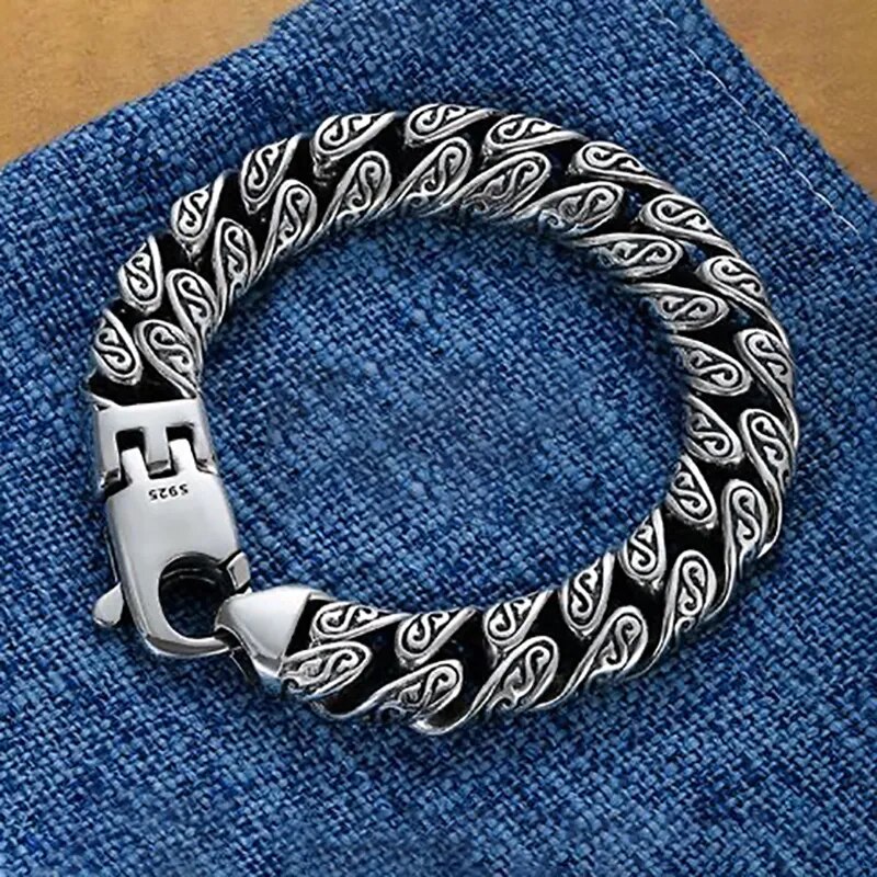 Domineering Bracelet S925 Silver Tang Grass Pattern European Fashion for Men Best Price in Men Jewerly - 2023