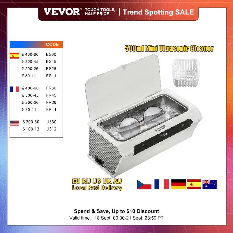 VEOVR 500ml Mini Portable Ultrasonic Cleaner Best Price in Men Jewerly - 2023