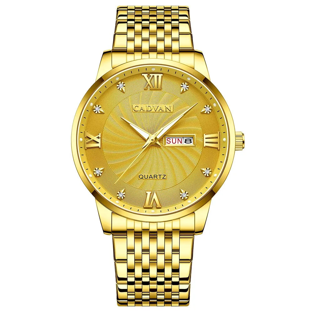 CADVAN Watch Golden Luxury Stainless Steel Date Clock Sport for Men Best Price in Men Jewerly - 2023