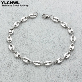 316L Stainless Steel Coffee Bean Link Chain Bracelet for Men Best Price in Men Jewerly - 2023