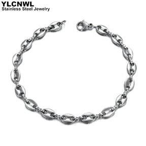 316L Stainless Steel Coffee Bean Link Chain Bracelet for Men Best Price in Men Jewerly - 2023