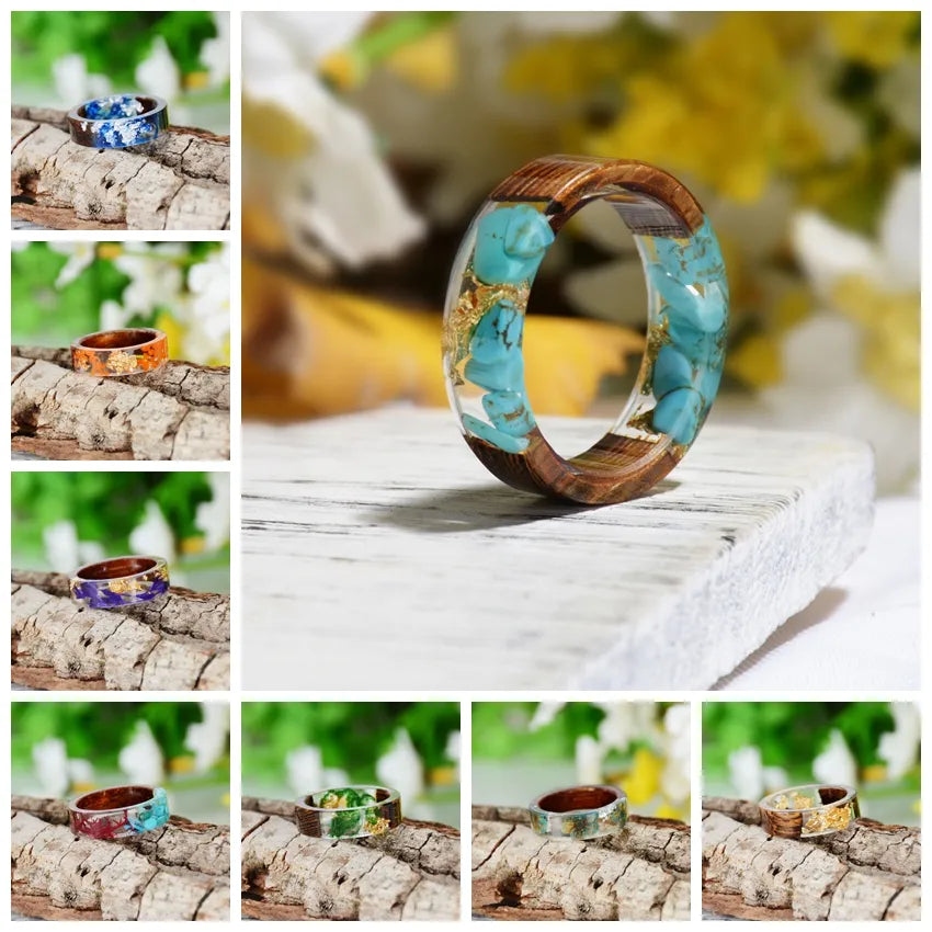 Handmade Wood Resin Ring with Dried Flowers Best Price in Men Jewerly - 2023