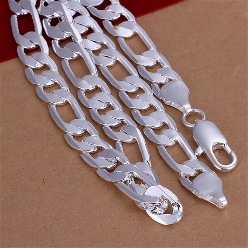 925 Sterling Silver Classic 12mm Cuban Chain Necklace Best Price in Men Jewerly - 2023