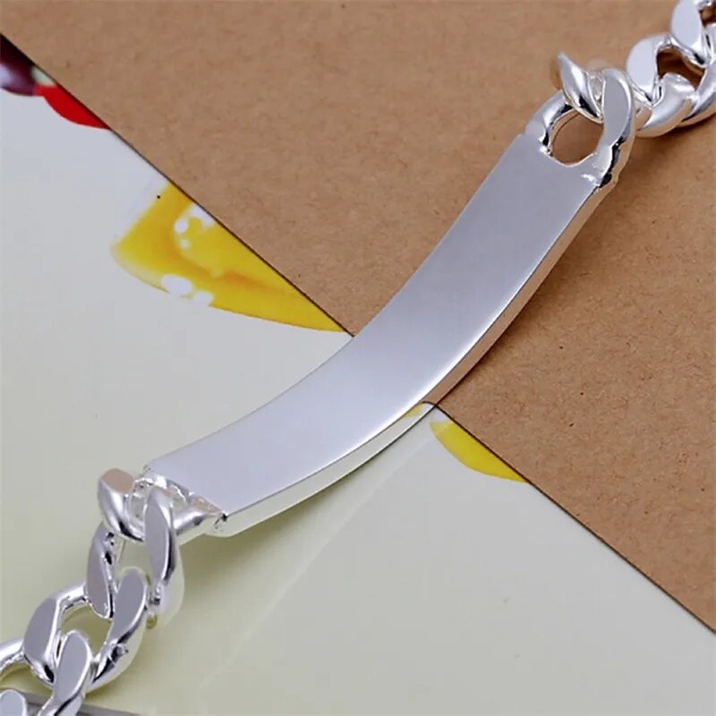 Charming Bracelet 925 Sterling Silver 10MM Chain Geometric Design for Men Best Price in Men Jewerly - 2023