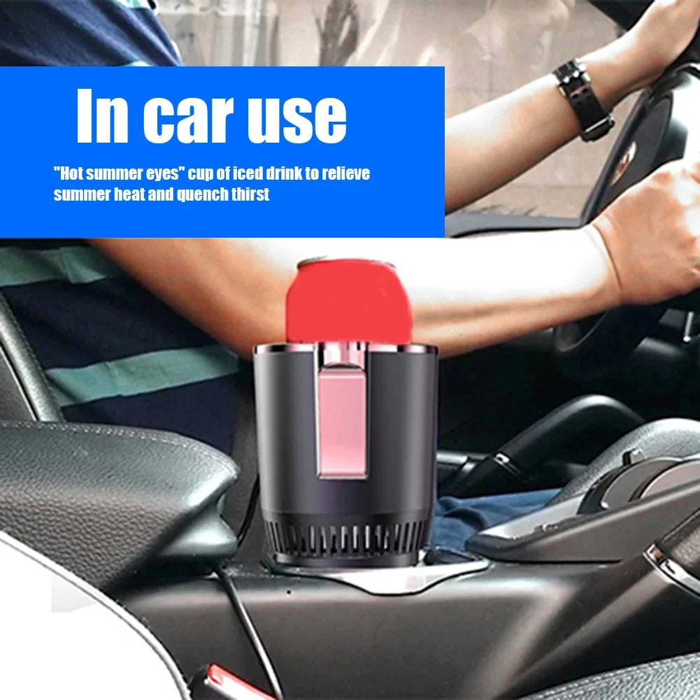 Car Smart Cooling Heating Car Cup Smart Beverage Mug Holder Car Office Cup Warmer Display 2 In 1 Beverage Bottle Can Cooler 12V