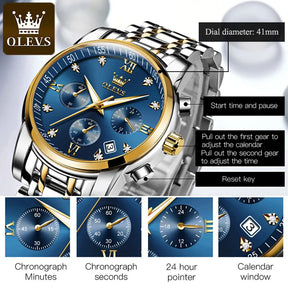 OLEVS Luxury Chronograph Luminous Watch Best Price in Men Jewerly - 2023