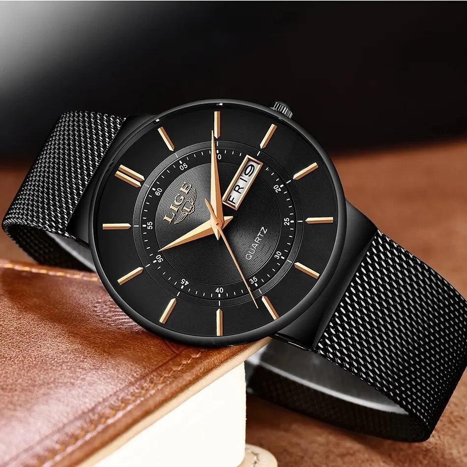 2023 Luxury Men Watches Waterproof Ultra Thin Date Clock Male Steel Strap Casual Quartz Watch Men Sports Wrist Watch Man