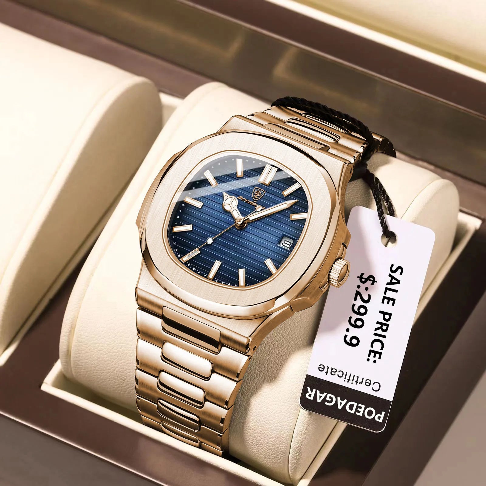 POEDAGAR Business Stainless Steel Square Watch Best Price in Men Jewerly - 2023