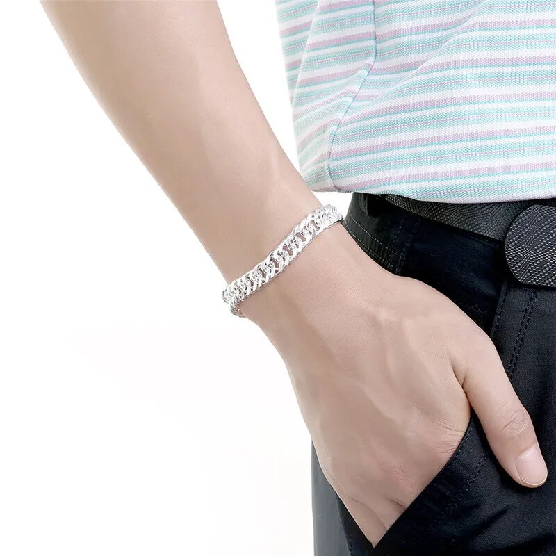 925 Sterling Silver Square Buckle 10MM Bracelet for Men Best Price in Men Jewerly - 2025