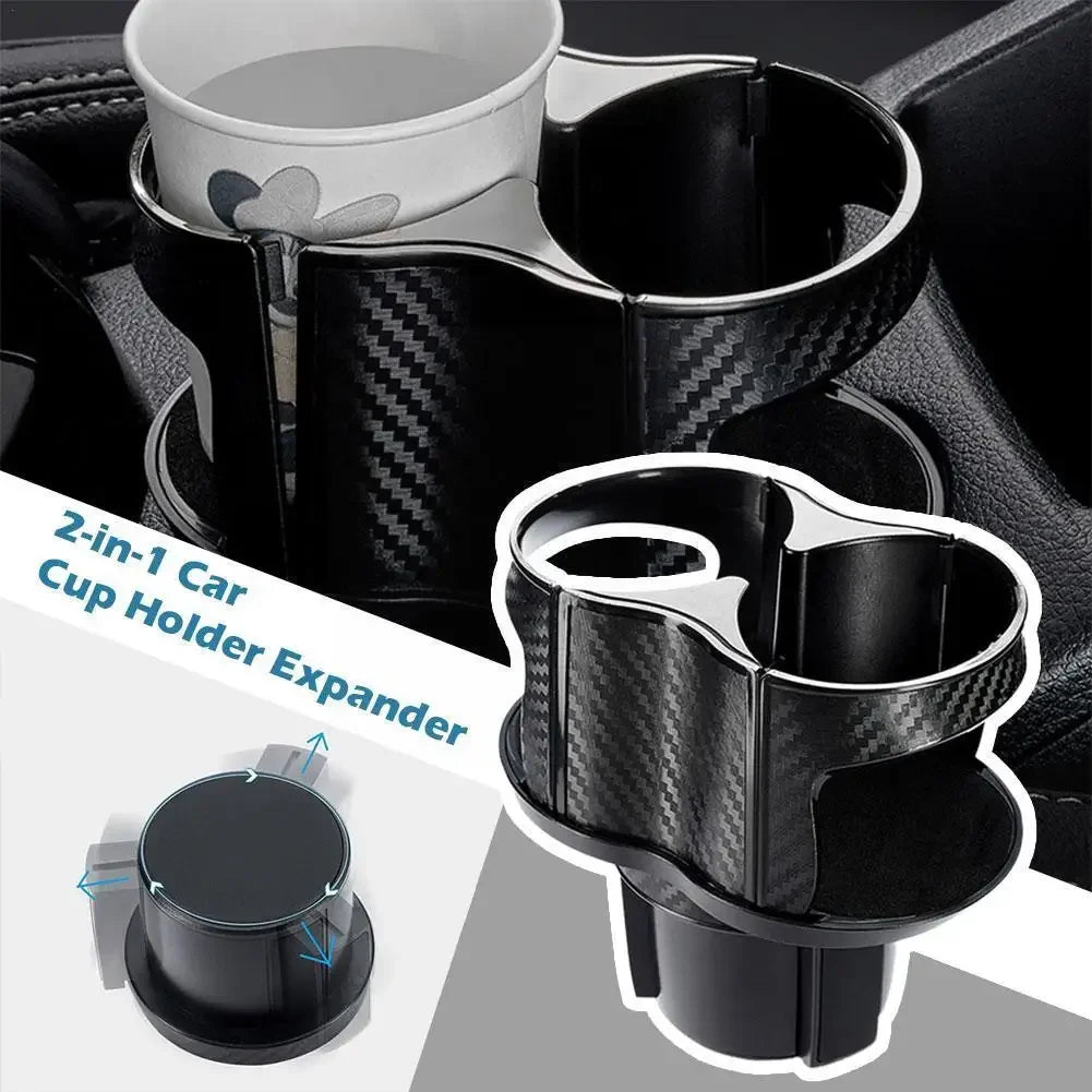 2-in-1 Car Cup Holder Expander Cupholder Adapter Auto Interior Cup Expandable Car Multifunction Organizer Storage Accessori Q7K3