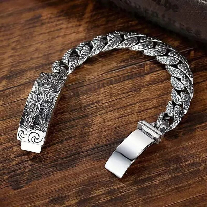 Silver Chain Dragon Head Bracelet for Men Best Price in Men Jewerly - 2023