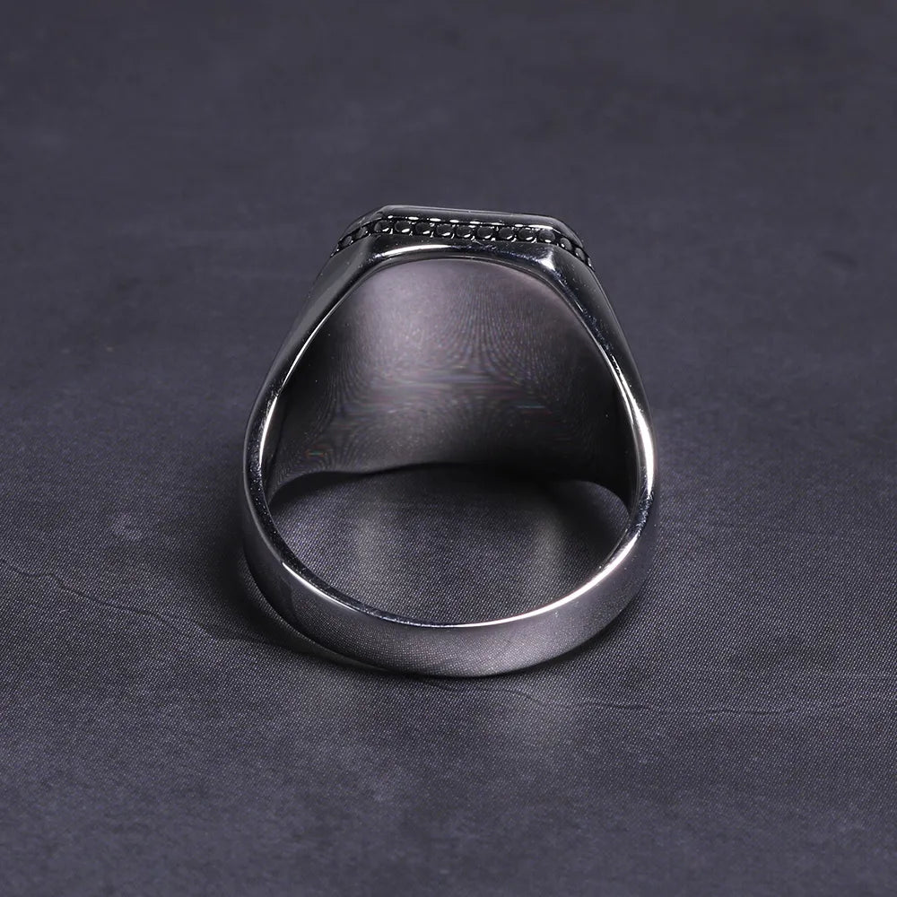 Real Sterling Silver Ring with Black Square Stone Best Price in Men Jewerly - 2023