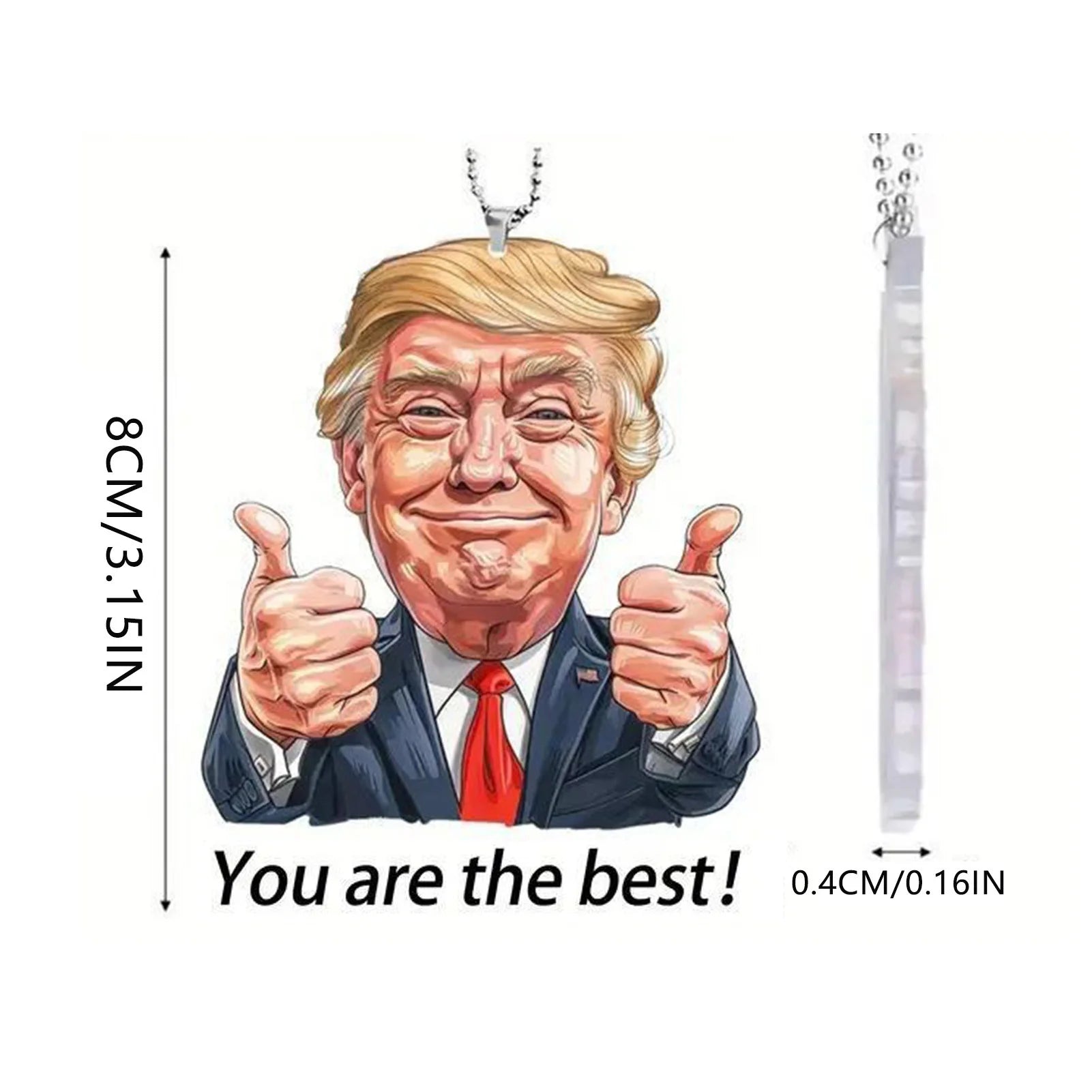 Funny Trump-Inspired 2D Acrylic Flat Christmas Decor Hanging Ornament for Car Tree Perfect Holiday Gift Funny Cartoon Pendant