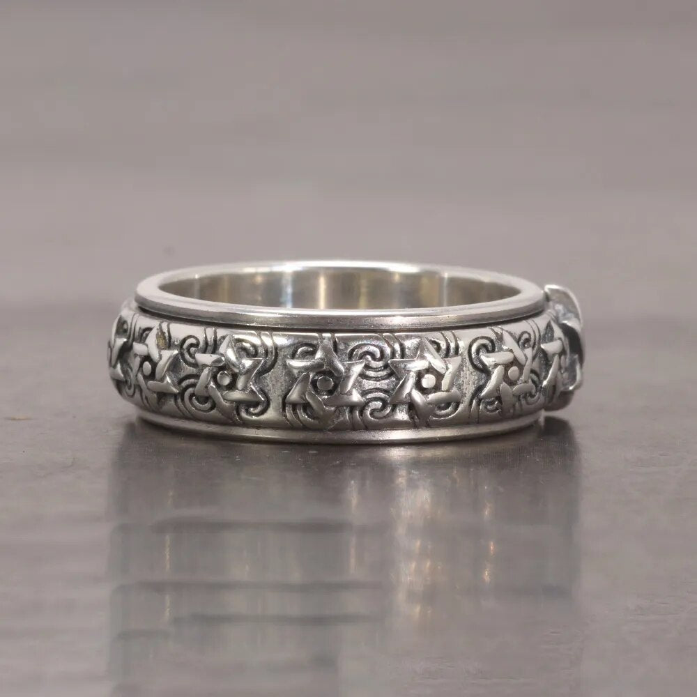 Rotatable Buddhism Ring Vintage Silver Ring Best Price in Men Jewerly - 2023