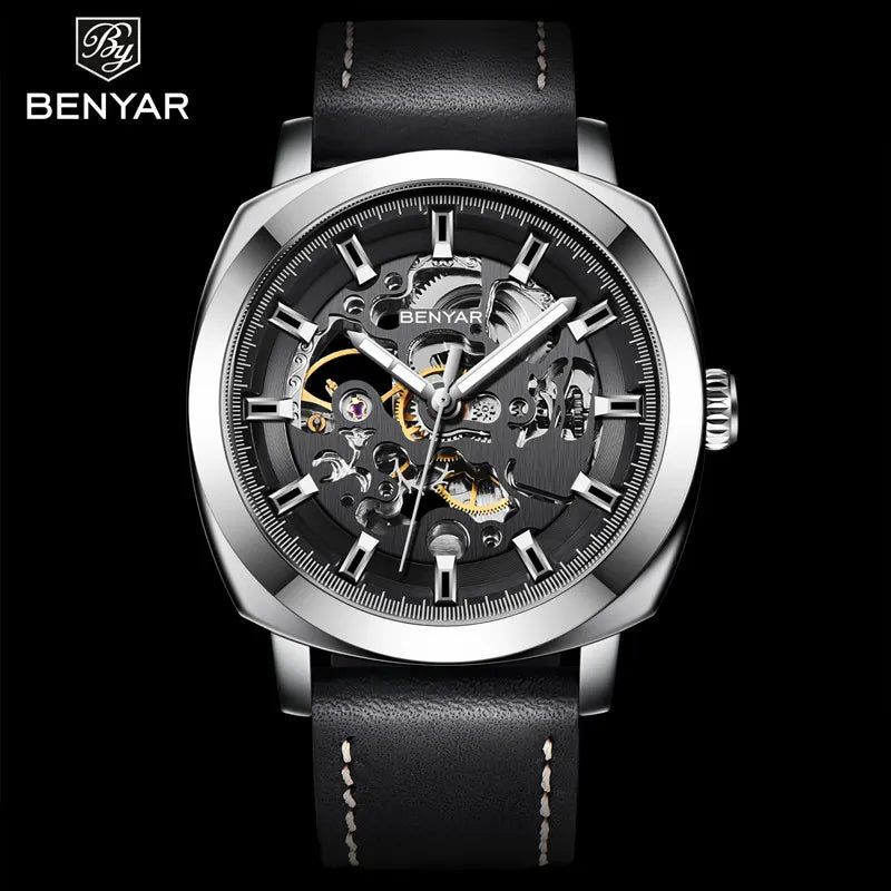 BENYAR 2023 Men's Automatic Mechanical Leather Watch for Men Best Price in Men Jewerly - 2023