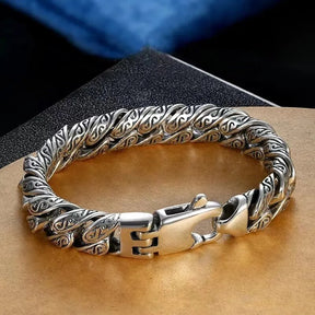 Silver Tang Grass Pattern Men's Bracelet Best Price in Men Jewerly - 2023