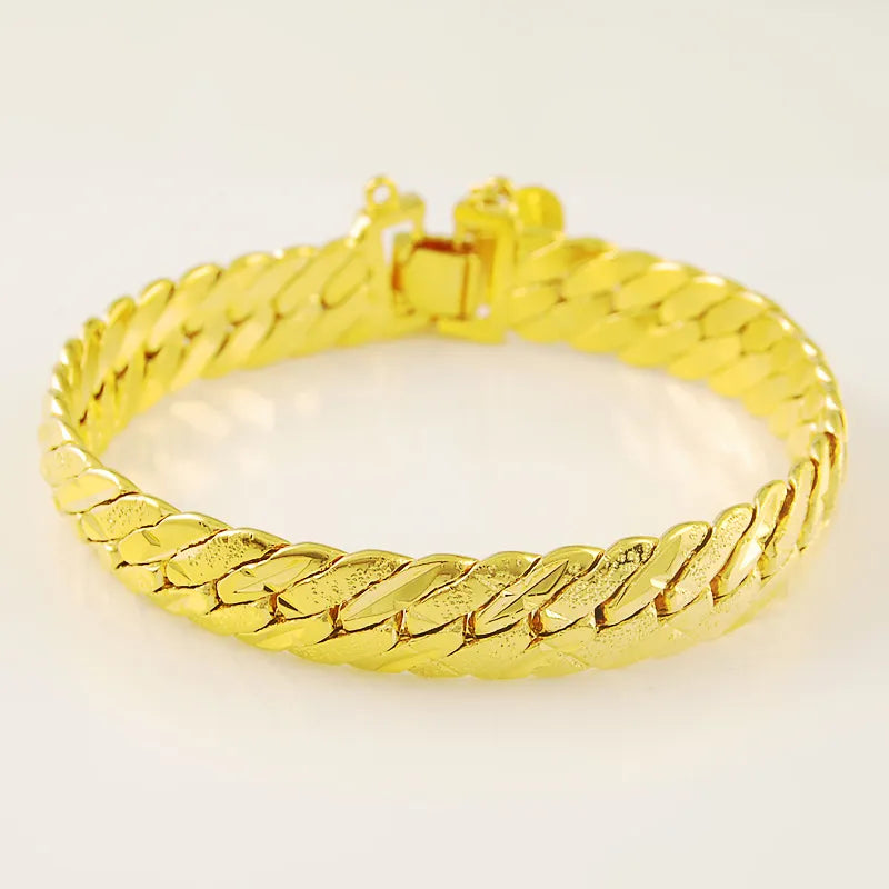 24k Gold GP 12mm Men's Bracelet/Bangle Best Price in Men Jewerly - 2023