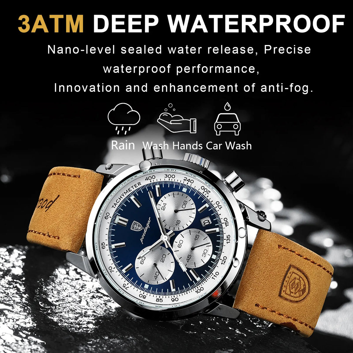 POEDAGAR Luxury Chronograph Leather Men's Watch Best Price in Men Jewerly - 2023