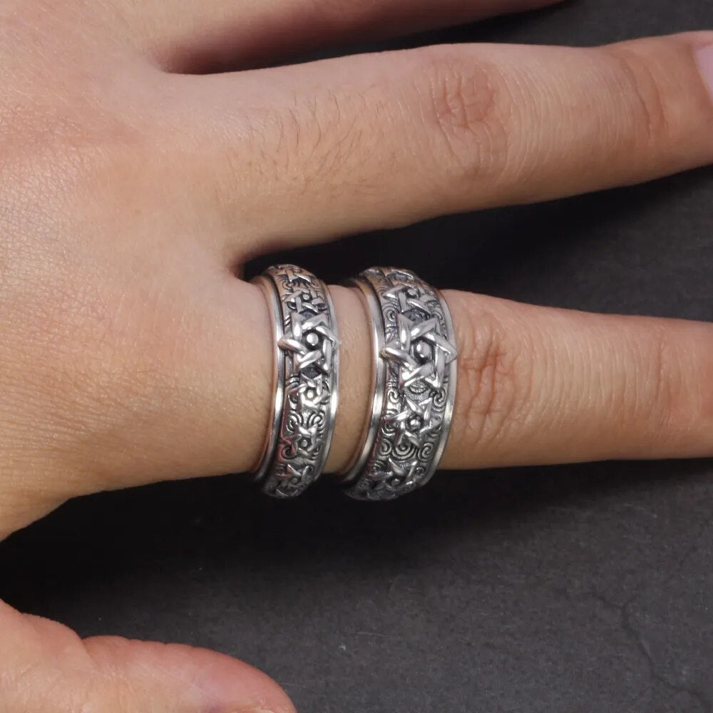 Rotatable Buddhism Ring Vintage Silver Ring Best Price in Men Jewerly - 2023