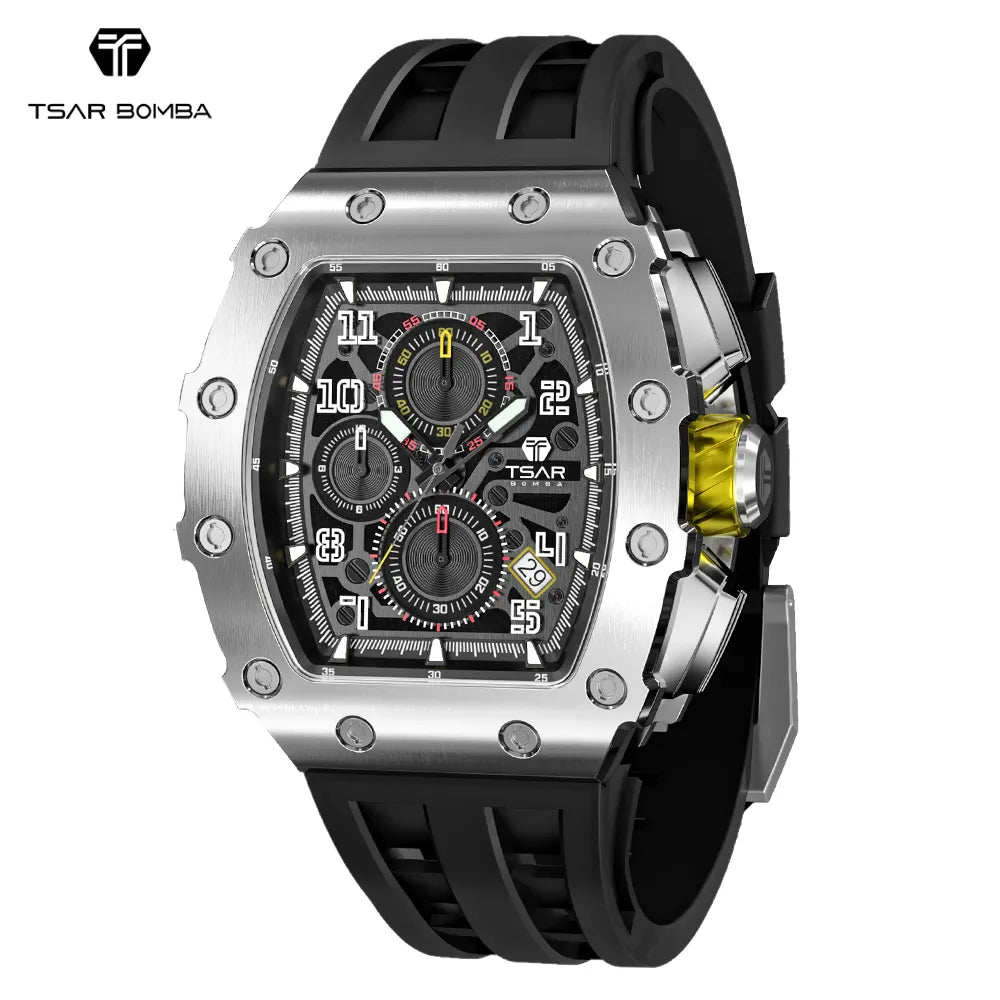 TSAR BOMBA Luxury Tonneau Design Stainless Steel Men's Watch Best Price in Men Jewerly - 2023