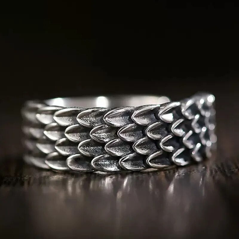 Retro Dragon Scale 925 Sterling Silver Ring Best Price in Men Jewerly - 2023